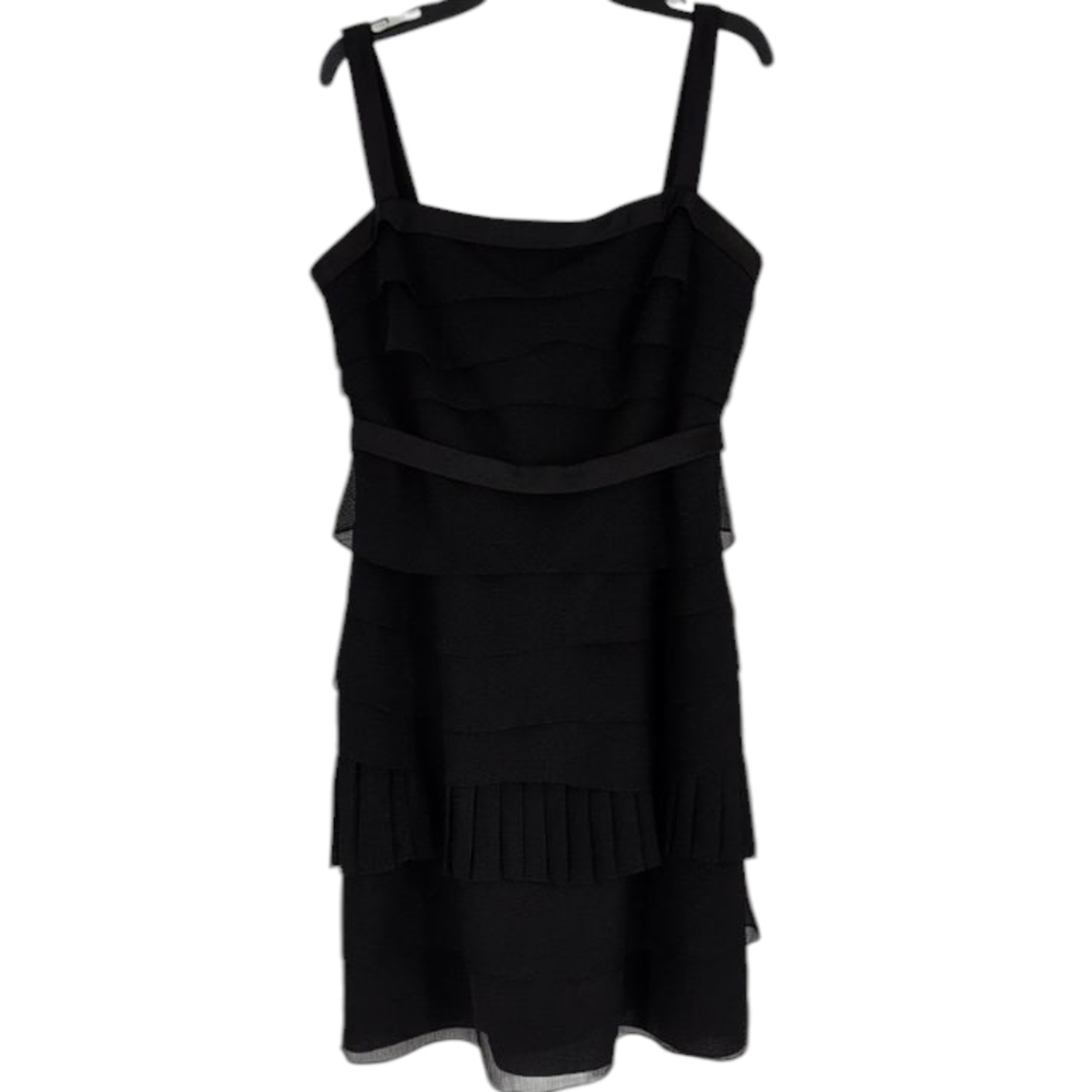 White by Vera Wang Black Tiered Ruffled Dress Size 12 Great Condition .